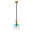 NOVA LUCE - Pendant lamp  D:16 H1: 30.4 H2: 184.5cm.  9009233  MURANO ⚡ LED E14 ⚡ 1x5W ⚡ 230Volt ⚡ IP20 ✴ Light Green Blue & Pink Glass