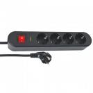 VITO - GROUPSOCKET UNICO-S4 1.5M 3G1.5 CABLE SWITCH SHUTTER SURGE BLACK 8008010