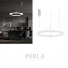 NOVA LUCE - Dimmable Suspension  Ø80, Н:200 cm.  9186917  PERLA ⚡ LED 72W ⚡ 6492Lm ⚡ 3000K ⚡ 230V ⚡ IP20 ✴ Chrome & Opal Glass  