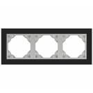 EFAPEL - TRIPLE FRAME BLACK GLASS/ALUMINIUM 90930 TEA LOGUS 90 Crystal