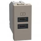 BTICINO - Socket 2xUSB for charging type C+C 3A 15W 1M color Stone Light Now YG4191CC