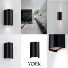NOVA LUCE - Влагозащитен аплик  Д:11, Ш:8.5 , В:19.5 см.    9030830   YORK ⚡ LED GU10 ⚡ 2x10W ⚡ 100-240V ⚡ IP65 ✴ Пясъчно черен