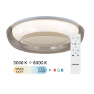 ULTRALUX - LED dimmable CCT+RGB ceiling light remote control, smoky quartz 28W+5W 3000K-6000K, 220-240V AC, round, IP20 SPL5LVDRC