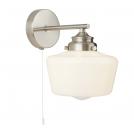 SEARCHLIGHT -  8708-1SS  School House Wall Light , Satin Silver With Opal Glass   