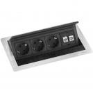 EVOLINE - Flip Top silver 3x sockets Schuko 2хRJ45 159370000200