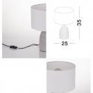 NOVA LUCE - Bedside lamp  D:25, H:35 cm.    9050166   CHEMPO ⚡ LED E27 ⚡ 1x12W ⚡ 230V ⚡ IP20 ✴ Grey Concrete & White Fabric  (1)
