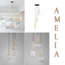 NOVA LUCE - Пендел  Д:24, В:191 см.    9028834   AMELIA ⚡ LED G9 ⚡ 3x5W ⚡ 230V ⚡ IP20 ✴ Пясъчно злато/Прозрачно стъкло 