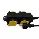 V-TAC - 4 Гнезда Разклонител 3х1.5-3м. IP44 Черно+Жълто SKU: 8814 VT-1124-3