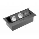 GTV Lighting -  AE-PBU02GS-20 Office extension (into table) 2 x sockets, 2xUSB, without cable, (black)