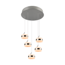 TRIO - Пендел Ø45cm h150cm DIOS 331430507 5x8W 5x800lm, 2300+3000+4000K смяна на цветна температура, матиран хром