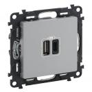 LEGRAND - Розетка 2хUSB A+C 5V 3A 15W за зареждане Valena Life алуминий 753306