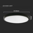 V-TAC - 18W LED Dome Light Round Black Frame 3000K IP44 SKU: 7633 VT-8618 (1)