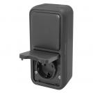 COmmel - Контакт шуко + девиаторен ключ за открит монтаж IP55 цвят Антрацит Bura C043-113