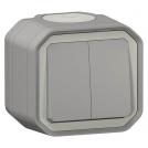 LEGRAND - Влагозащитен Сериен ключ/бутон за открит монтаж Plexo New СГЛОБЕН Сив 69715L
