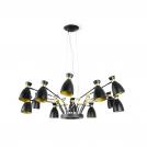 FARO - RETRO Black and satin gold pendant lamp 12L Ref.20051