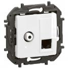 LEGRAND - Socket TV type F connector + RJ45 UTP cat. 6 white Niloe New NP493WH