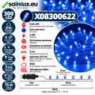 ACA LIGHTING - 300 LED STRING LIGHTS (PER 5cm), BLUE, ADAPTOR (31VDC) & 8 FUNCTIONS,IP44, 15m, TRAN/NT CABLE X08300622