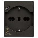 VIMAR - 2P+E 16A Universal+USB-C outlet black 30210.USBG