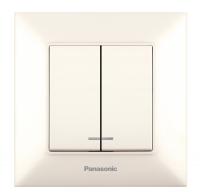 PANASONIC - Two gang one-way switch illuminated , Arkedia Slim WNTC0010-2BG  beige