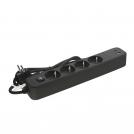VITO - 4 GANG GROUNDED GROUP SOCKET SCHUKO WITH CHILD PROTECTION UNICO-4 1.5M 3G1.5 CABLE SWITCH USB BLACK 8002520