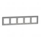 SCHNEIDER ELECTRIC - SDD370805 Sedna Elements - horizontal 5-gang frame - scrached aluminium (1)