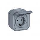 LEGRAND - Контакт с капак  Plexo New, Schuko, 2P+E, автоматични клеми СГЛОБЕН ОМ сив 069730L