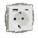 SCHNEIDER ELECTRIC - MTN2367-0325 USB charger + socket-outlet, active white, glossy, System M