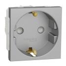 SCHNEIDER ELECTRIC - NU303730 Socket Outlet aluminium with child protection 2P+E 16A 250V New Unica connection with screws