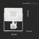V-TAC - 20W LED Прожектор Сензор SAMSUNG Чип Бяло Тяло 6400K SKU: 450 (5)