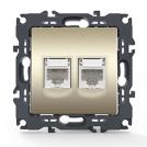 ACA LIGHTING - Телефонна RJ11 CAT3 + Интернет RJ45 CAT6 розетка PRIME Шампанско мат 1000113404