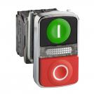 SCHNEIDER ELECTRIC - Double-headed push button illuminated green I | red 0 1NO-1NC Ø22mm XB4 XB4BW73731M5