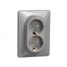 SCHNEIDER ELECTRIC - SDD313221 Sedna Design & Elements - Dual Outlet schuko with child protection, 2P+E 16A, 250V, aluminium