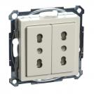 SCHNEIDER ELECTRIC - MTN2162-0344 Italian-Double socket-outlet, white, glossy, System M