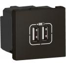 LEGRAND - Double USB socket Mosaic - 5V - 1500 mA - 2 modules - black 79194