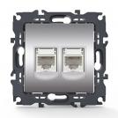 ACA LIGHTING - Двойна Телефонна розетка 2xRJ11 CAT3 PRIME Алуминий мат 1000113103
