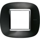 BTICINO - HB4802XS Elliptical cover plate 2 modules - anthracite metal