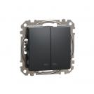 SCHNEIDER ELECTRIC - SDD114105L Sedna Design & Elements - Double One Way switch blue indicator light - 10AX 250V without frame antracite