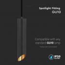 V-TAC - GU10 Hanging Pendant Black 55X300mm SKU: 6685 (3)