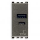VIMAR - 19292.AC.M - A+C-USB supply unit 12W2,4A5V 1M Metal