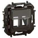 LEGRAND - Socket for 2xRJ45 Keystone Black Niloe New NP171BK