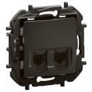 LEGRAND - Socket RJ11+RJ45 cat.6 UTP Black Niloe New NP492BK