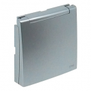 EFAPEL - Face plate for Outlet with lid SCHUKO IP44 ALUMINIUM 90631 TAL LOGUS 90