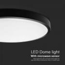 V-TAC - 18W LED Плафон с Дистанционно 4000К Микровълнов Сензор Черна  Рамка Кръг IP44 SKU: 76691  (2)