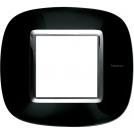 BTICINO - HB4802NR Elliptical cover plate 2 modules - black solid 