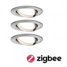 PAULMANN - Луни (3бр.) 92959  LED recessed light Smart Home Zigbee 3.0 Nova Plus Coin basic set pivoting round 84mm 50° Coin✴3x6W ⚡3x470lm 
