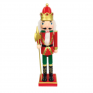 ACA LIGHTING - ^ WOODEN NUTCRACKER KING GREEN & RED WITH AXE H30CM  X023009