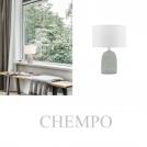 NOVA LUCE - Bedside lamp  D:25, H:35 cm.    9050166   CHEMPO ⚡ LED E27 ⚡ 1x12W ⚡ 230V ⚡ IP20 ✴ Grey Concrete & White Fabric 