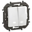 LEGRAND - 1-pole 2-circuits switch with backlight white Niloe New NP2121WH