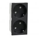 SCHNEIDER ELECTRIC - NU206654 Double Socket Outlet antracite with child protection 45° 2P+E 16A 250V New Unica screwless connection