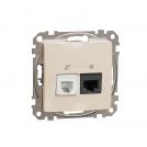 SCHNEIDER ELECTRIC - SDD112458 Sedna Design & Elements - CAT 5E UTP RJ45 + telephone outlet, beige